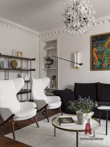 Фото интерьера гостиной квартиры в стиле неоклассика