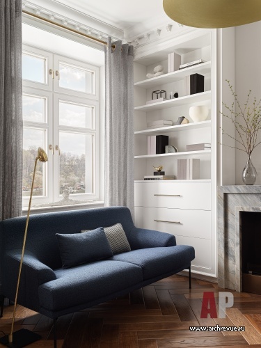 Фото интерьера кабинета квартиры в стиле неоклассика