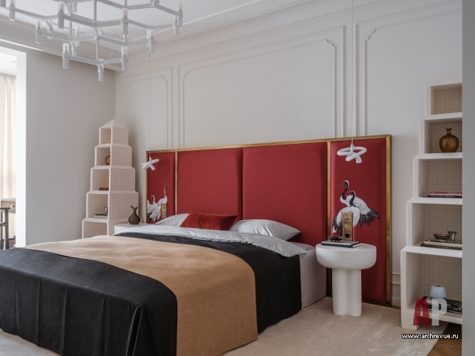 Фото интерьера спальни квартиры в стиле фьюжн