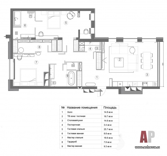 Планировка инвестиционной квартиры, 120 кв. м.