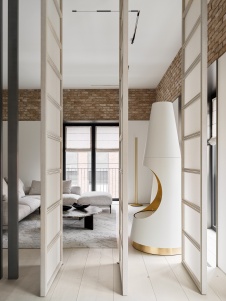 Фото интерьера каминной квартиры в современном стиле 