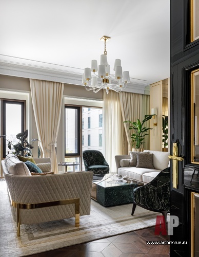 Фото интерьера гостиной квартиры в стиле ар-деко