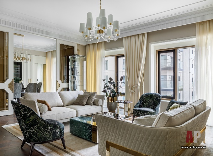 Фото интерьера гостиной квартиры в стиле ар-деко