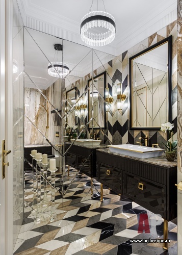 Фото интерьера санузла квартиры в стиле ар-деко