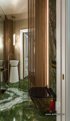 Фото интерьера гостевого санузла квартиры в стиле ар-деко 