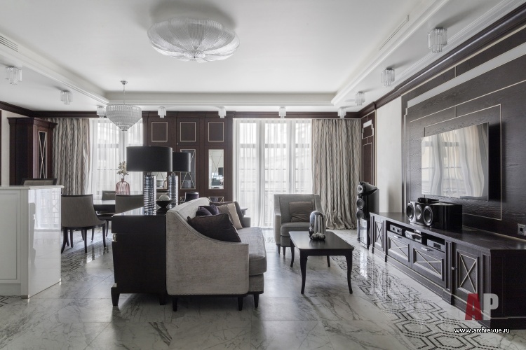 Фото интерьера зоны отдыха квартиры в стиле ар-деко