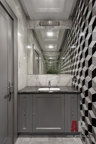 Фото интерьера гостевого санузла квартиры в стиле ар-деко