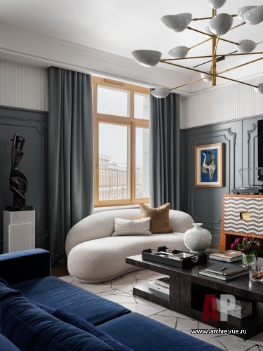 Фото интерьера гостиной квартиры в стиле ар-деко 