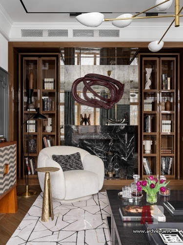 Фото интерьера гостиной квартиры в стиле ар-деко 