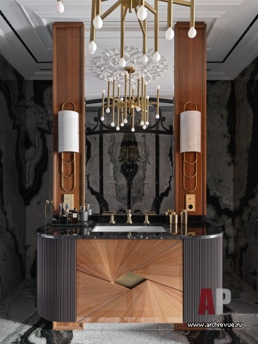 Фото интерьера санузла квартиры в стиле ар-деко