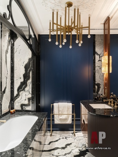 Фото интерьера санузла квартиры в стиле ар-деко