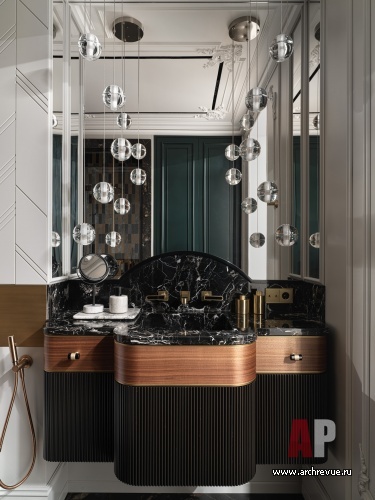 Фото интерьера гостевого санузла квартиры в стиле ар-деко