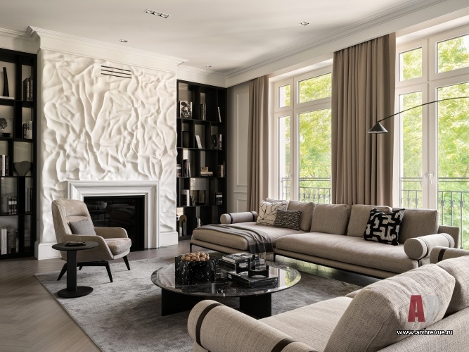 Фото интерьера гостиной квартиры в американском стиле