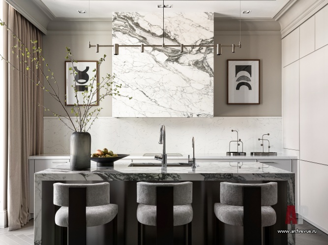 Фото интерьера кухни квартиры в американском стиле