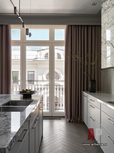 Фото интерьера кухни квартиры в американском стиле