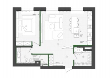 Планировка 1-комнатной квартиры в ЖК Петровская Доминанта», Санкт-Петербург. Общая площадь – 85 кв. м.