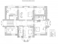 План второго этажа трехэтажного загородного дома для большой семьи.