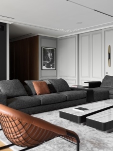 Фото интерьера гостиной пентхауса в современном стиле