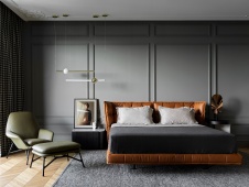 Фото интерьера спальни пентхауса в современном стиле