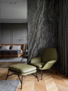 Фото интерьера спальни пентхауса в современном стиле