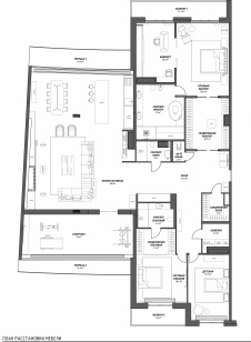 Планировка большой семейной квартиры с террасами.
