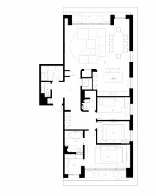 Планировка 1 этажа 2-х этажного пентхауса для молодого мужчины.