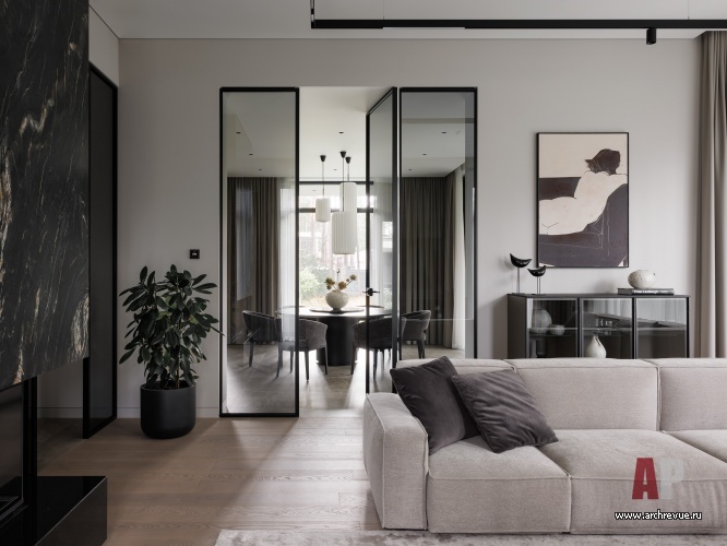 Фото интерьера гостиной дома в стиле минимализм