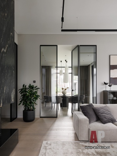 Фото интерьера гостиной дома в стиле минимализм 