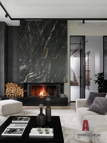 Фото интерьера каминной дома в стиле минимализм
