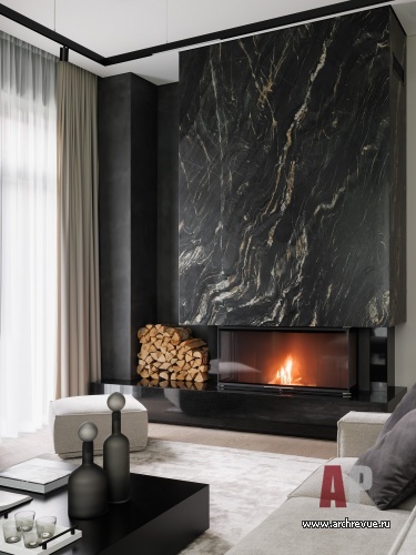 Фото интерьера каминной дома в стиле минимализм 