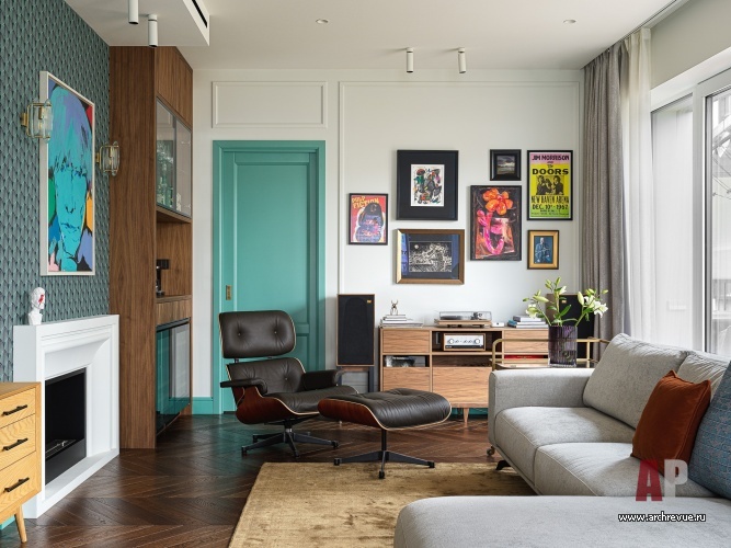 Фото интерьера гостиной квартиры в стиле фьюжн
