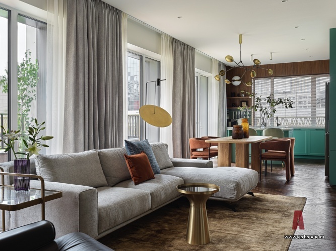 Фото интерьера гостиной квартиры в стиле фьюжн
