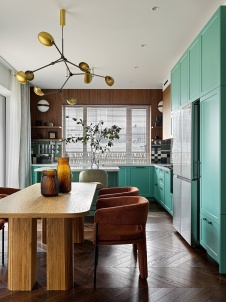 Фото интерьера столовой квартиры в стиле фьюжн 