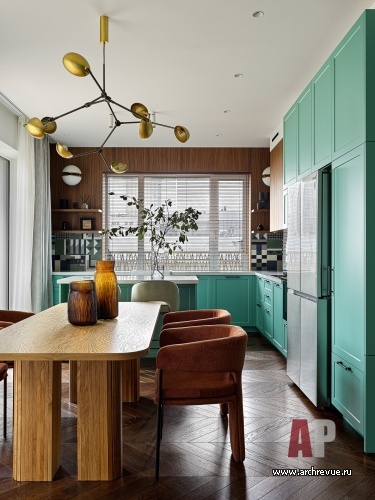 Фото интерьера столовой квартиры в стиле фьюжн 