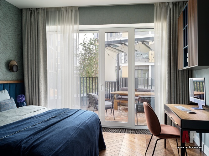 Фото интерьера спальни квартиры в стиле фьюжн 