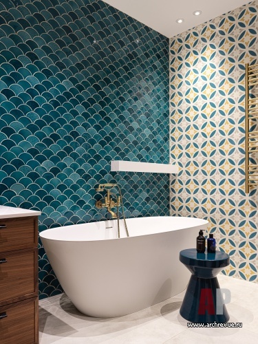 Фото интерьера ванной квартиры в стиле фьюжн 