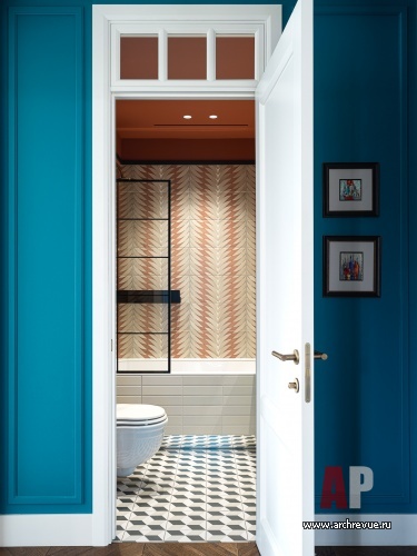 Фото интерьера гостевого санузла квартиры в стиле фьюжн