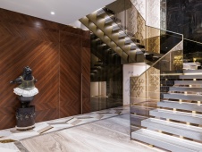 Фото интерьера лестничного холла пентхауса в стиле фьюжн