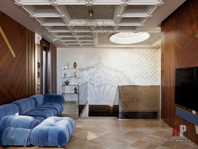 Фото интерьера зоны отдыха пентхауса в стиле фьюжн