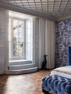 Фото интерьера спальни пентхауса в стиле фьюжн