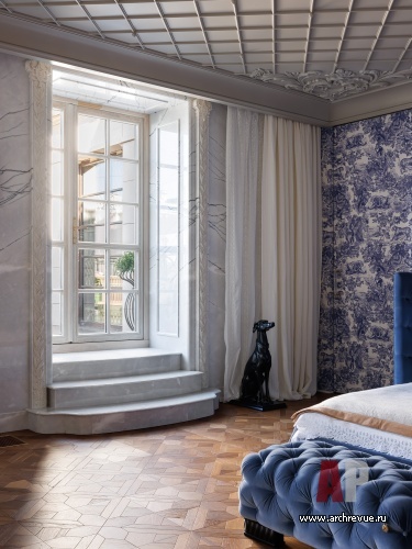 Фото интерьера спальни пентхауса в стиле фьюжн