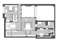 План второго этажа двухэтажного пентхауса в историческом особняке.