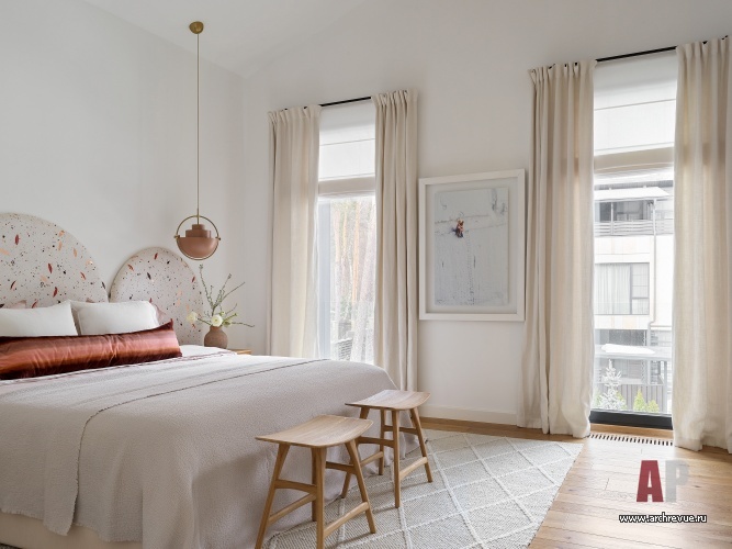 Фото интерьера спальни дома в стиле фьюжн 