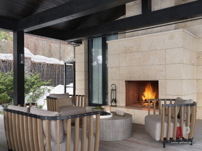 Фото каминной дома в стиле фьюжн