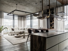 Фото интерьера гостиной квартиры в стиле лофт