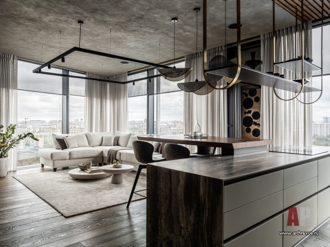 Фото интерьера гостиной квартиры в стиле лофт