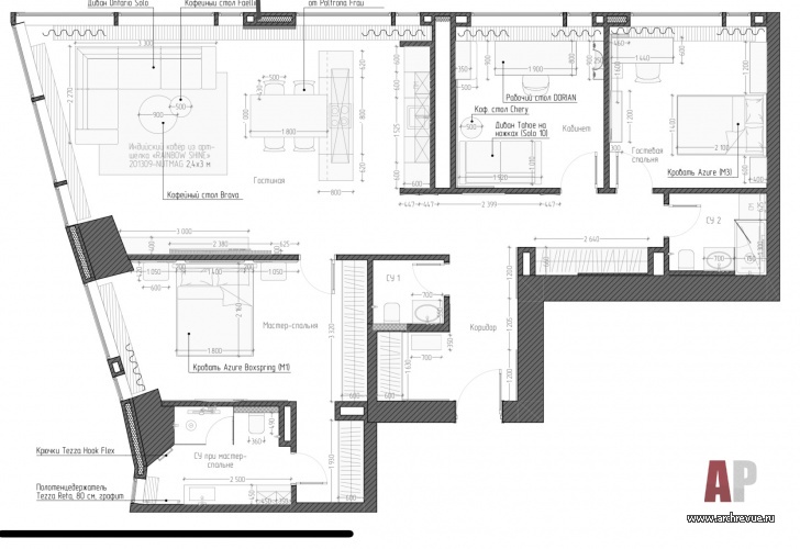 План 4-х комнатой квартиры в Москва-Сити.
