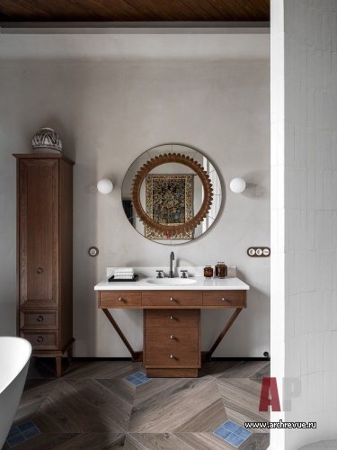 Фото интерьера санузла дома в стиле фьюжн 