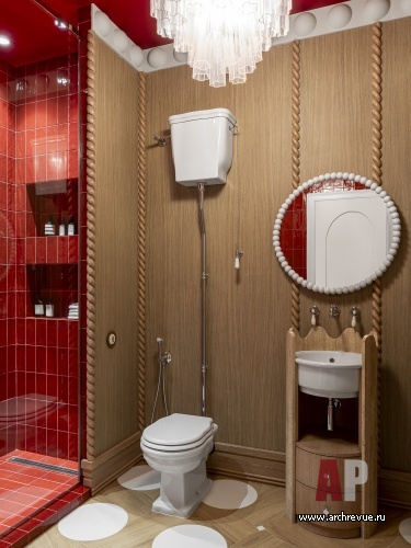 Фото интерьера гостевого санузла дома в стиле фьюжн 