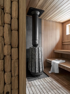 Фото интерьера сауны дома в стиле фьюжн